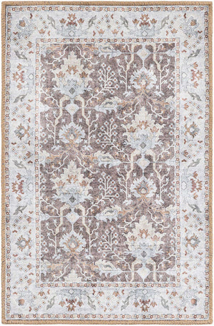 Washable Almond Brown 2' x 3' 1 Timeless Rectangle Area Rug Easy to Clean Stain Resistant & Durable Traditional Classic Vintage Design Carpet for Sale at Rug Engine
