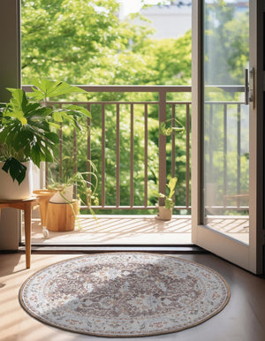 Washable Almond Brown 2' x 3' 1 Timeless Oval Area Rug Easy to Clean Stain Resistant & Durable Traditional Classic Vintage Design Carpet for Sale at Rug Engine