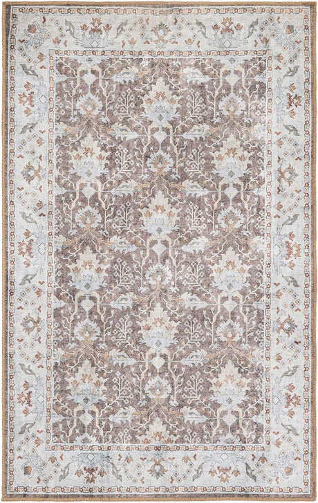 Washable Almond Brown 3' 6 x 5' 6 Timeless Rectangle Area Rug Easy to Clean Stain Resistant & Durable Traditional Classic Vintage Design Carpet for Sale at Rug Engine
