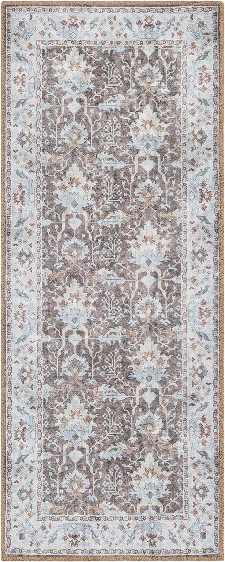 Washable Almond Brown 2' x 5' 1 Timeless Runner Area Rug Easy to Clean Stain Resistant & Durable Traditional Classic Vintage Design Carpet for Sale at Rug Engine