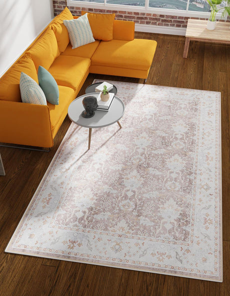 Washable Almond Brown 2' x 3' 1 Timeless Rectangle Area Rug Easy to Clean Stain Resistant & Durable Traditional Classic Vintage Design Carpet for Sale at Rug Engine