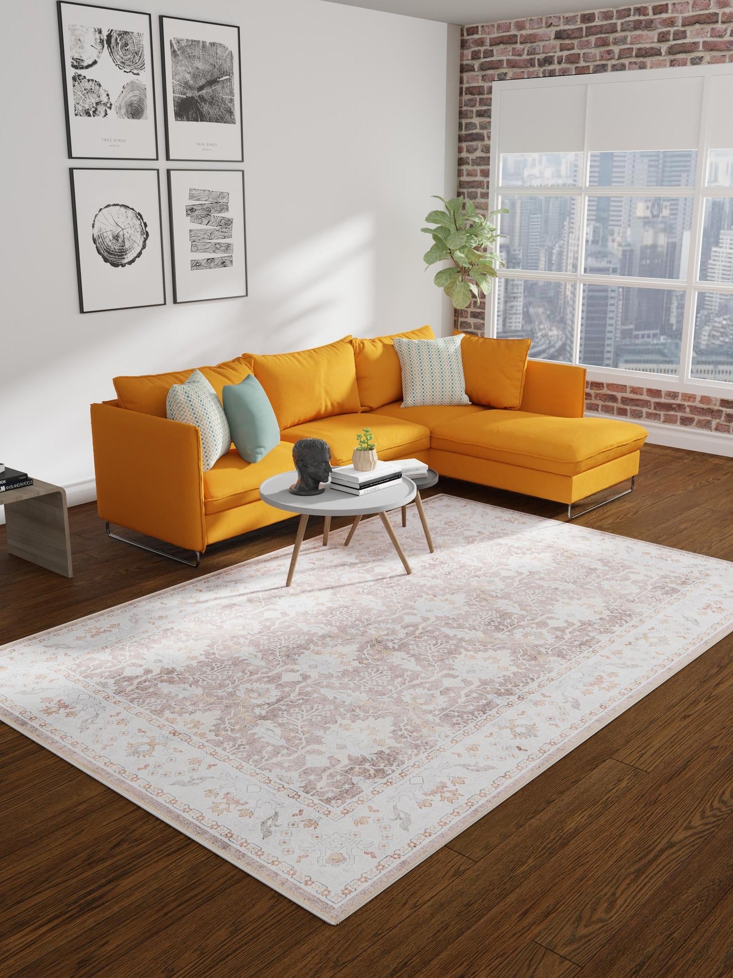 Washable Almond Brown 9' 5 x 13' 1 Timeless Rectangle Area Rug Easy to Clean Stain Resistant & Durable Traditional Classic Vintage Design Carpet for Sale at Rug Engine