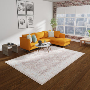 Washable Almond Brown 8' 4 x 12' Timeless Rectangle Area Rug Easy to Clean Stain Resistant & Durable Traditional Classic Vintage Design Carpet for Sale at Rug Engine