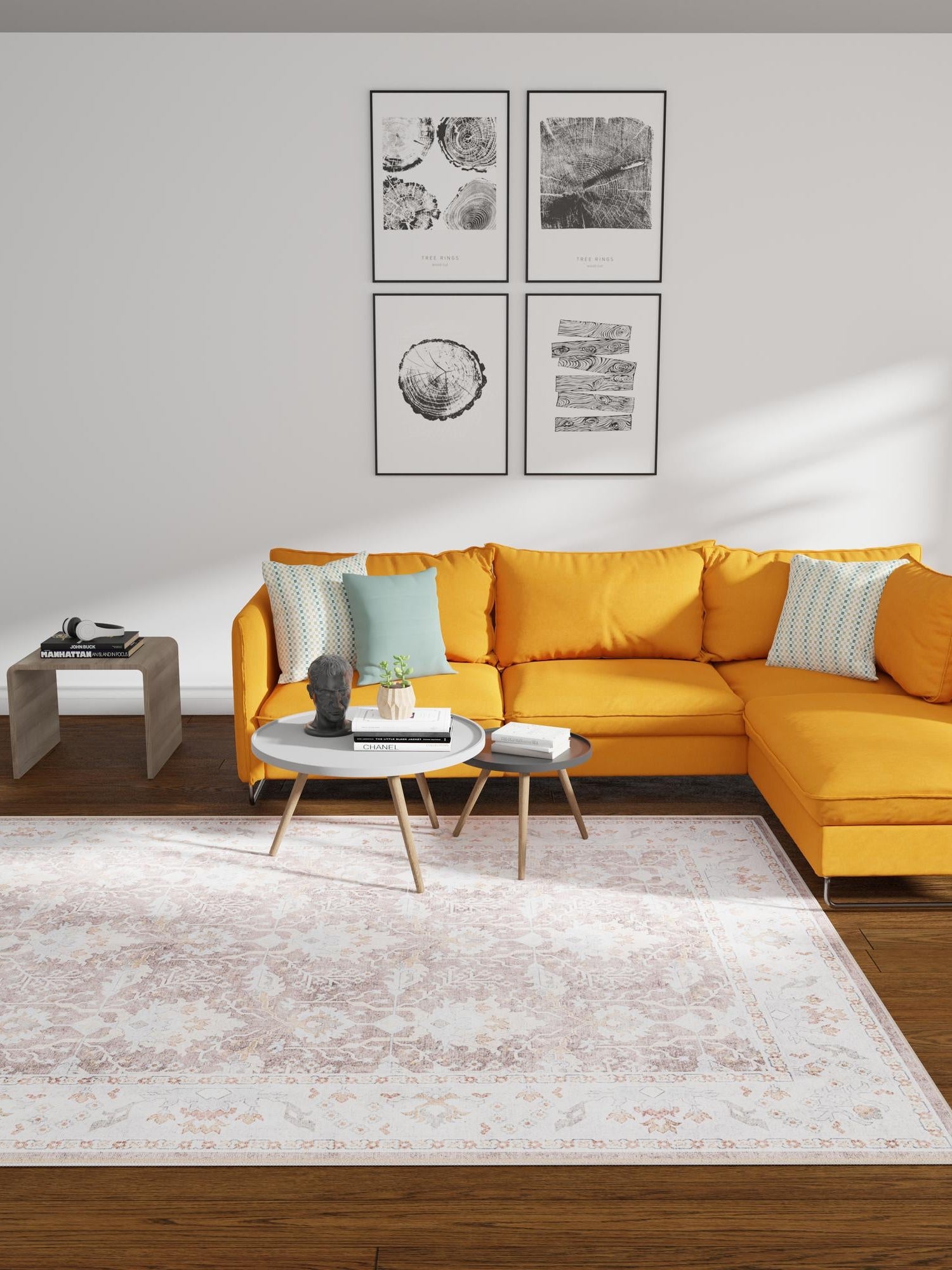 Washable Almond Brown 8' 4 x 12' Timeless Rectangle Area Rug Easy to Clean Stain Resistant & Durable Traditional Classic Vintage Design Carpet for Sale at Rug Engine