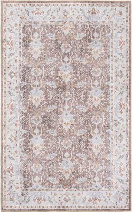 Washable Almond Brown 5' 1 x 8' Timeless Rectangle Area Rug Easy to Clean Stain Resistant & Durable Traditional Classic Vintage Design Carpet for Sale at Rug Engine