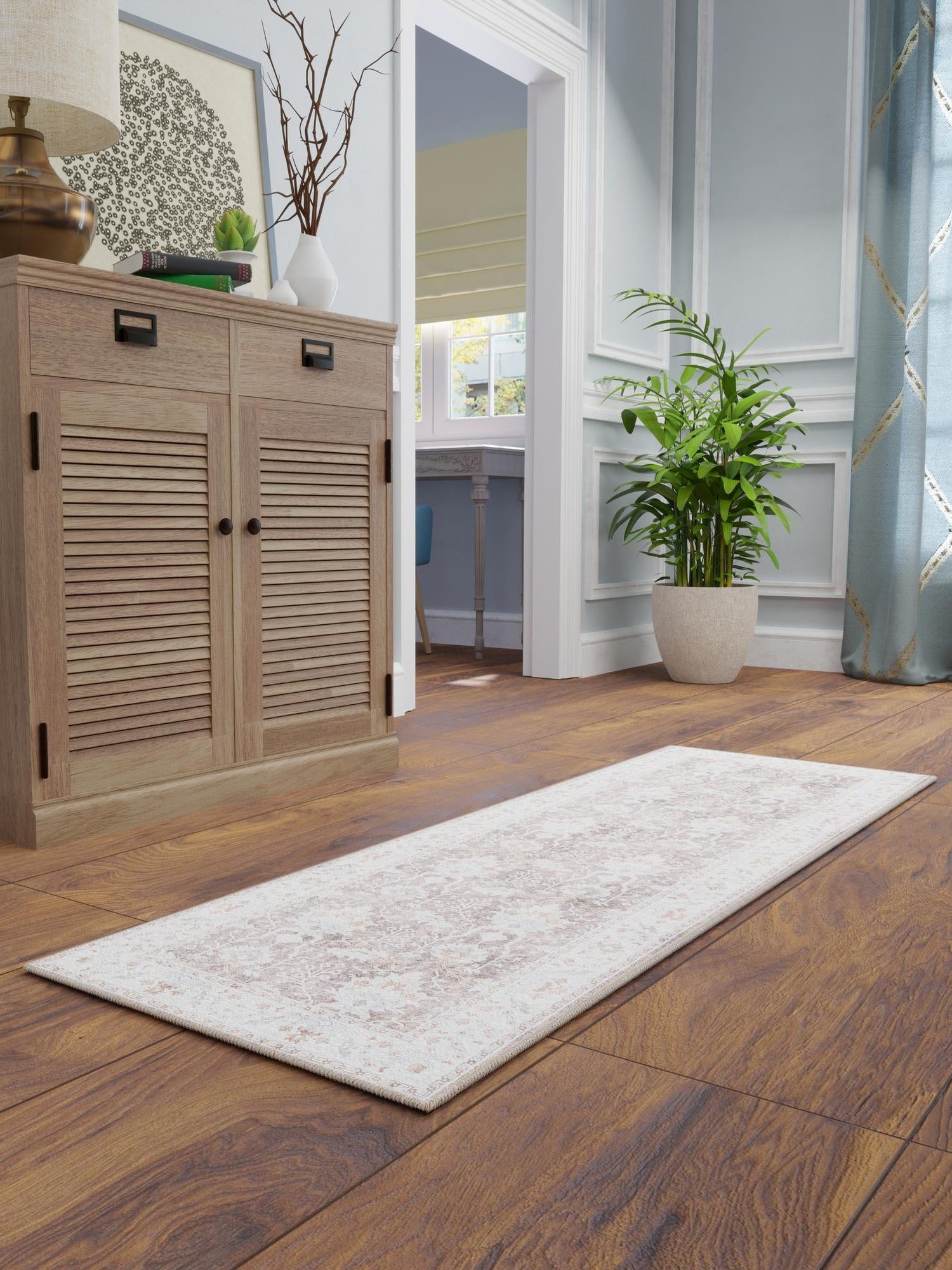 Washable Almond Brown 2' 7 x 10' Timeless Runner Area Rug Easy to Clean Stain Resistant & Durable Traditional Classic Vintage Design Carpet for Sale at Rug Engine