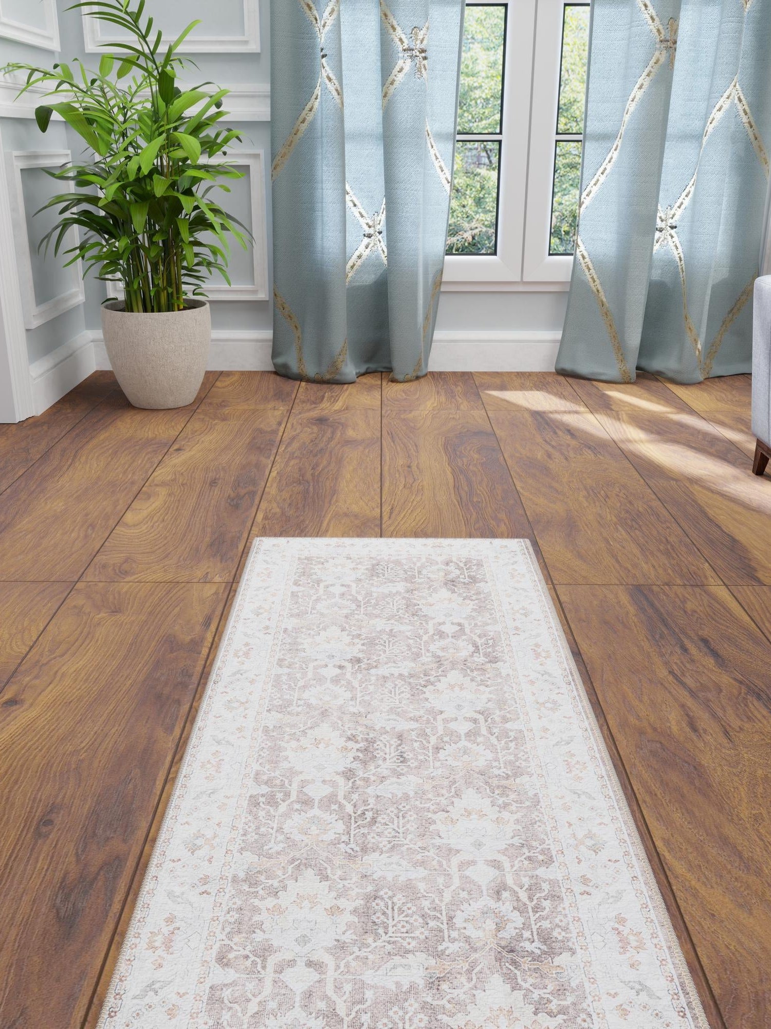 Washable Almond Brown 2' 7 x 10' Timeless Runner Area Rug Easy to Clean Stain Resistant & Durable Traditional Classic Vintage Design Carpet for Sale at Rug Engine