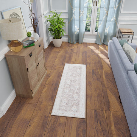 Washable Almond Brown 2' x 8' Timeless Runner Area Rug Easy to Clean Stain Resistant & Durable Traditional Classic Vintage Design Carpet for Sale at Rug Engine
