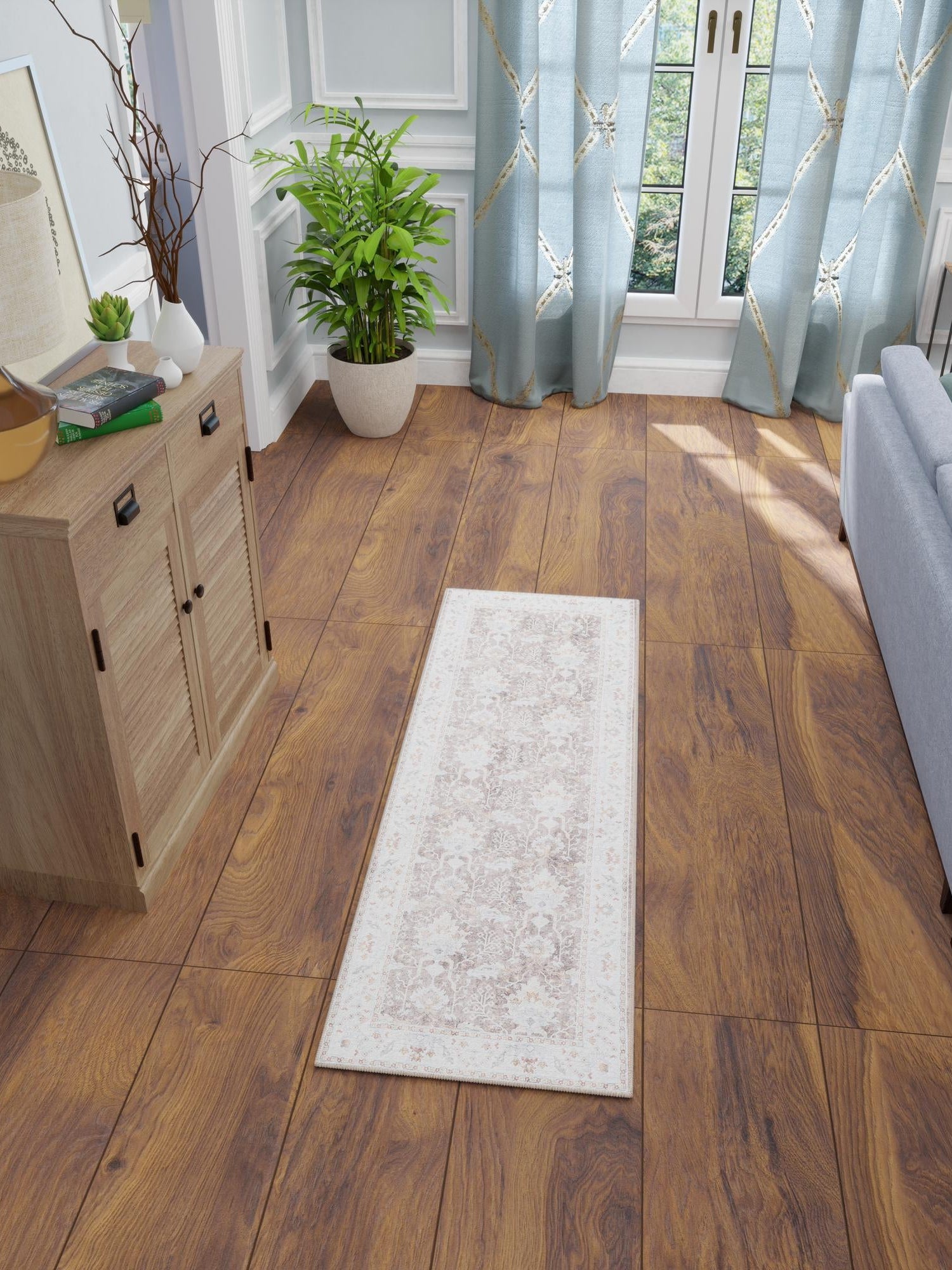 Washable Almond Brown 2' x 6' 1 Timeless Runner Area Rug Easy to Clean Stain Resistant & Durable Traditional Classic Vintage Design Carpet for Sale at Rug Engine