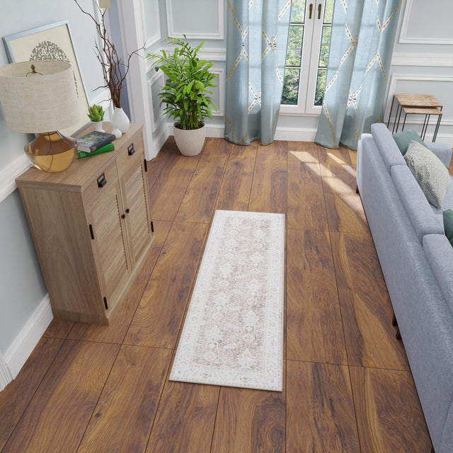 Washable Almond Brown 2' x 6' 1 Timeless Runner Area Rug Easy to Clean Stain Resistant & Durable Traditional Classic Vintage Design Carpet for Sale at Rug Engine