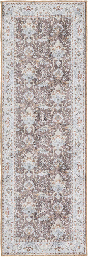 Washable Almond Brown 2' x 6' 1 Timeless Runner Area Rug Easy to Clean Stain Resistant & Durable Traditional Classic Vintage Design Carpet for Sale at Rug Engine