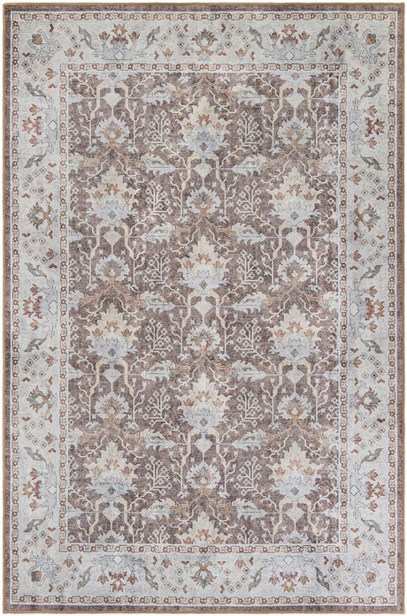 Washable Almond Brown 6' 1 x 9' Timeless Rectangle Area Rug Easy to Clean Stain Resistant & Durable Traditional Classic Vintage Design Carpet for Sale at Rug Engine