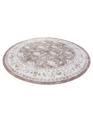 Washable Almond Brown 7' 10 x 7' 10 Timeless Round Area Rug Easy to Clean Stain Resistant & Durable Traditional Classic Vintage Design Carpet for Sale at Rug Engine
