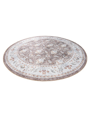 Washable Almond Brown 7' 10 x 7' 10 Timeless Round Area Rug Easy to Clean Stain Resistant & Durable Traditional Classic Vintage Design Carpet for Sale at Rug Engine