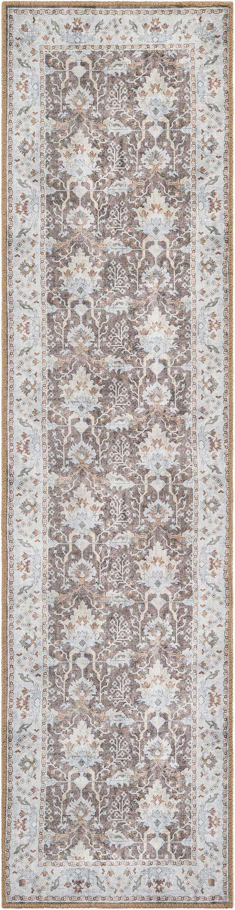 Washable Almond Brown 2' x 8' Timeless Runner Area Rug Easy to Clean Stain Resistant & Durable Traditional Classic Vintage Design Carpet for Sale at Rug Engine