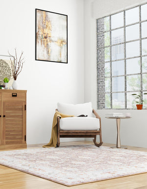 Washable Almond Brown 7' 10 x 7' 10 Timeless Square Area Rug Easy to Clean Stain Resistant & Durable Traditional Classic Vintage Design Carpet for Sale at Rug Engine