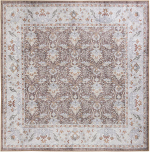 Washable Almond Brown 7' 10 x 7' 10 Timeless Square Area Rug Easy to Clean Stain Resistant & Durable Traditional Classic Vintage Design Carpet for Sale at Rug Engine