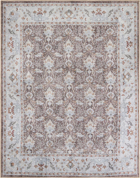 Washable Almond Brown 7' 10 x 10' Timeless Rectangle Area Rug Easy to Clean Stain Resistant & Durable Traditional Classic Vintage Design Carpet for Sale at Rug Engine