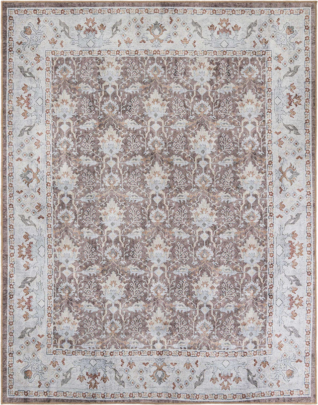 Washable Almond Brown 7' 10 x 10' Timeless Rectangle Area Rug Easy to Clean Stain Resistant & Durable Traditional Classic Vintage Design Carpet for Sale at Rug Engine