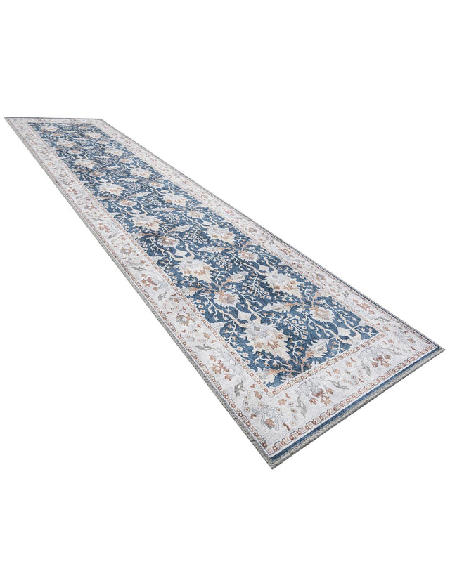 Washable Navy Blue 2' 7 x 10' Timeless Runner Area Rug Easy to Clean Stain Resistant & Durable Traditional Classic Vintage Design Carpet for Sale at Rug Engine