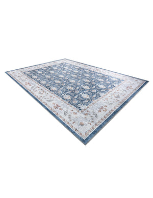 Washable Navy Blue 9' 5 x 13' 1 Timeless Rectangle Area Rug Easy to Clean Stain Resistant & Durable Traditional Classic Vintage Design Carpet for Sale at Rug Engine
