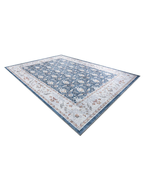 Washable Navy Blue 9' 5 x 13' 1 Timeless Rectangle Area Rug Easy to Clean Stain Resistant & Durable Traditional Classic Vintage Design Carpet for Sale at Rug Engine