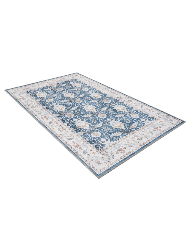 Washable Navy Blue 3' 6 x 5' 6 Timeless Rectangle Area Rug Easy to Clean Stain Resistant & Durable Traditional Classic Vintage Design Carpet for Sale at Rug Engine