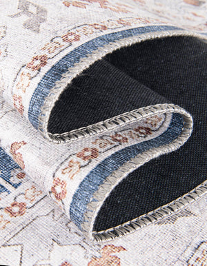 Washable Navy Blue 5' 1 x 8' Timeless Rectangle Area Rug Easy to Clean Stain Resistant & Durable Traditional Classic Vintage Design Carpet for Sale at Rug Engine