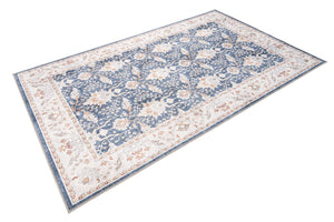 Washable Navy Blue 5' 1 x 8' Timeless Rectangle Area Rug Easy to Clean Stain Resistant & Durable Traditional Classic Vintage Design Carpet for Sale at Rug Engine