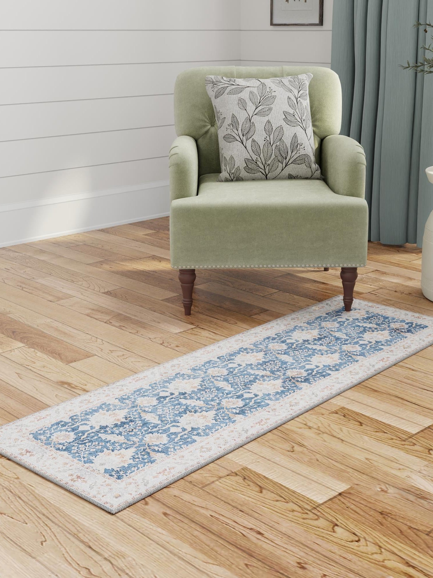 Washable Navy Blue 2' 7 x 10' Timeless Runner Area Rug Easy to Clean Stain Resistant & Durable Traditional Classic Vintage Design Carpet for Sale at Rug Engine