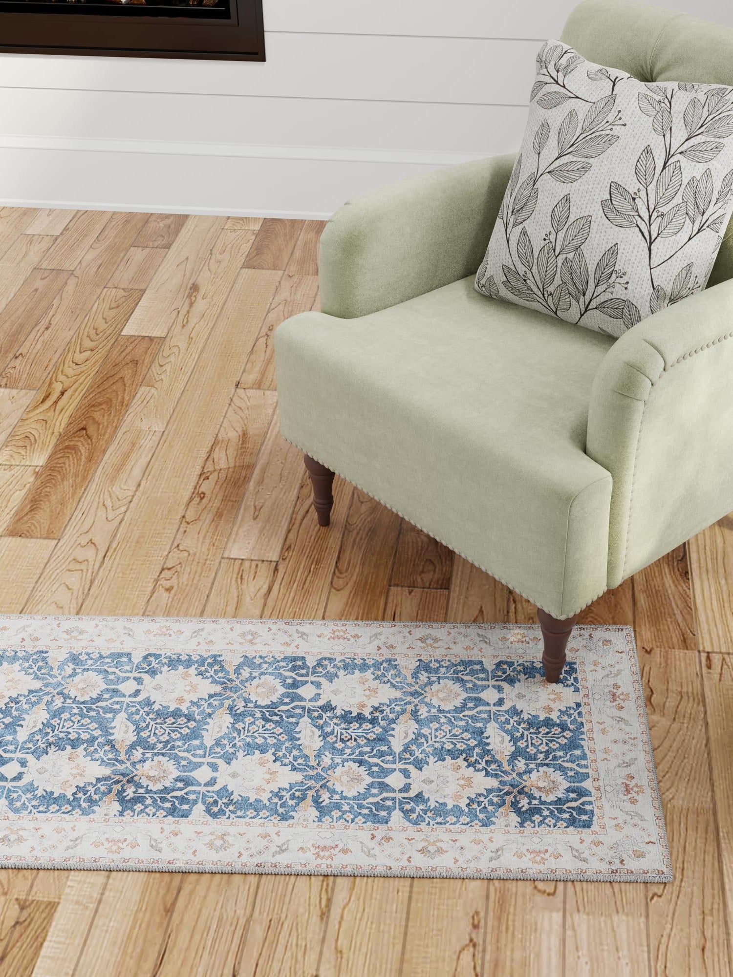 Washable Navy Blue 2' x 5' 1 Timeless Runner Area Rug Easy to Clean Stain Resistant & Durable Traditional Classic Vintage Design Carpet for Sale at Rug Engine