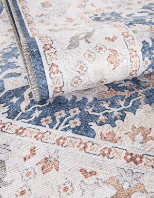 Washable Navy Blue 2' x 8' Timeless Runner Area Rug Easy to Clean Stain Resistant & Durable Traditional Classic Vintage Design Carpet for Sale at Rug Engine
