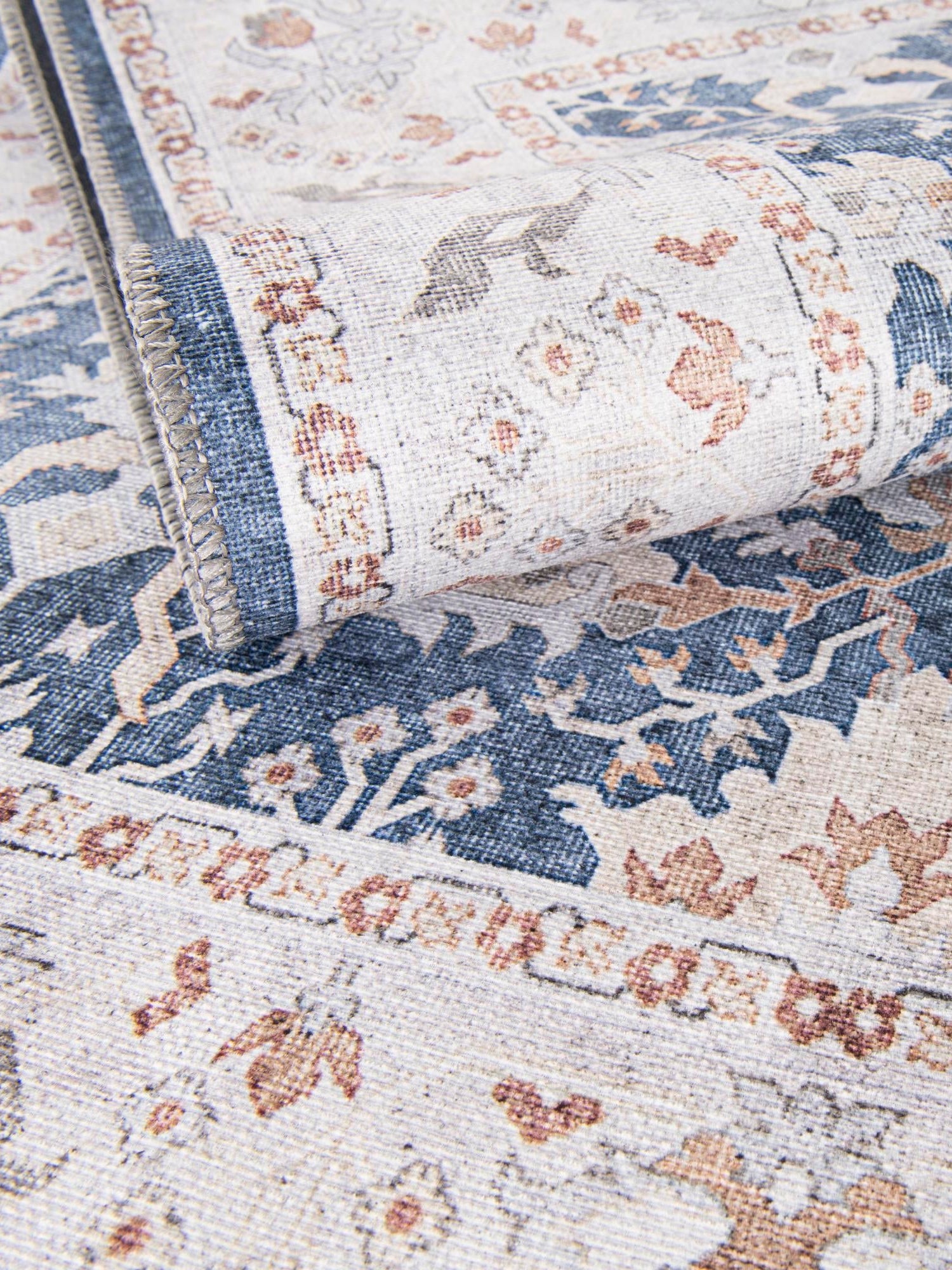 Washable Navy Blue 2' x 5' 1 Timeless Runner Area Rug Easy to Clean Stain Resistant & Durable Traditional Classic Vintage Design Carpet for Sale at Rug Engine