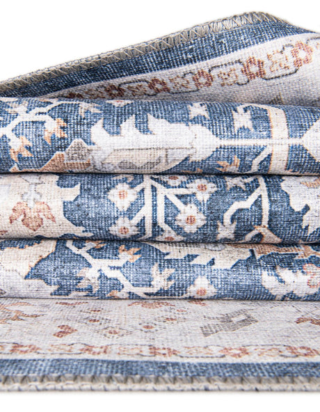 Washable Navy Blue 2' 7 x 12' Timeless Runner Area Rug Easy to Clean Stain Resistant & Durable