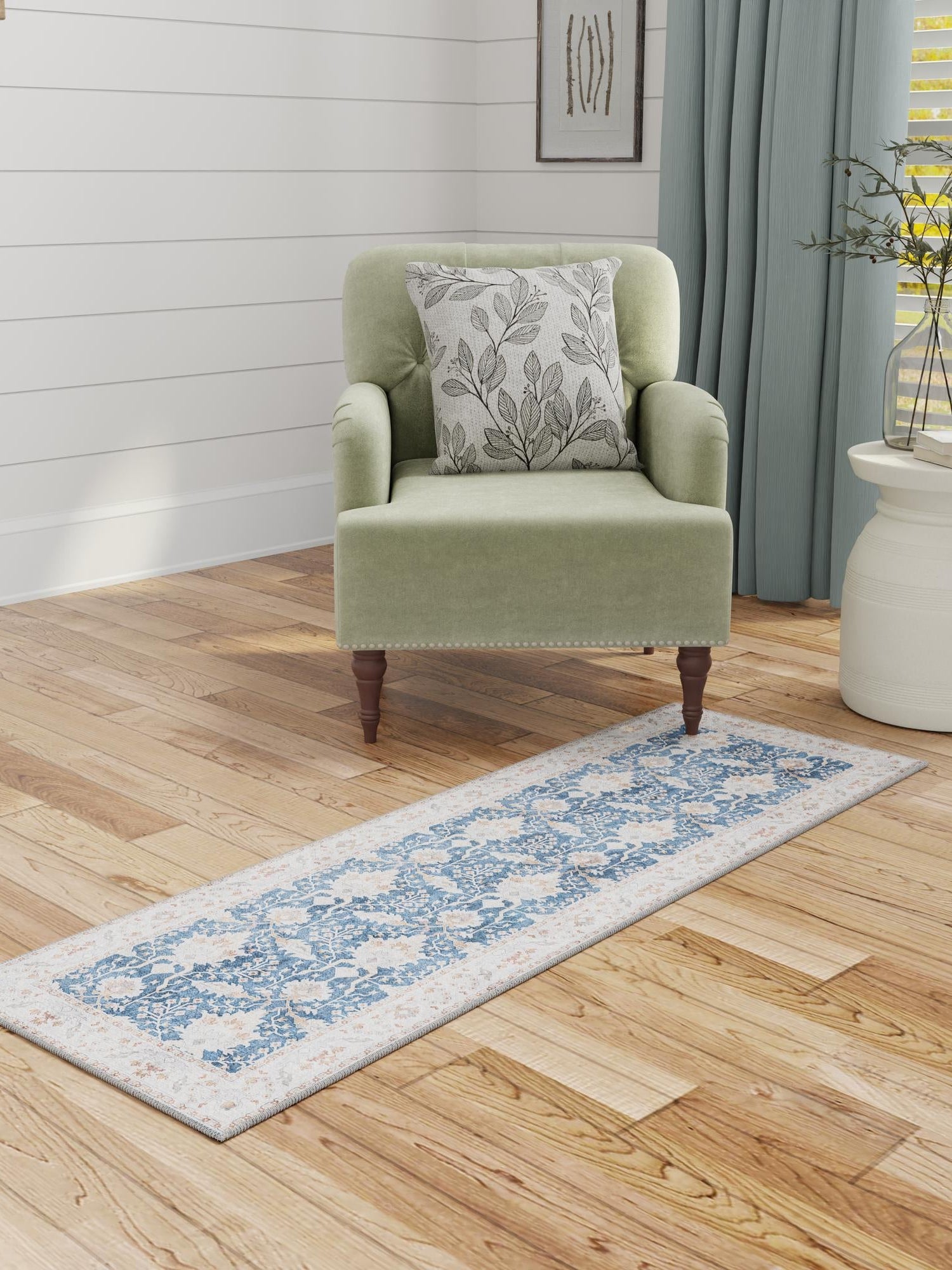 Washable Navy Blue 2' 7 x 10' Timeless Runner Area Rug Easy to Clean Stain Resistant & Durable Traditional Classic Vintage Design Carpet for Sale at Rug Engine
