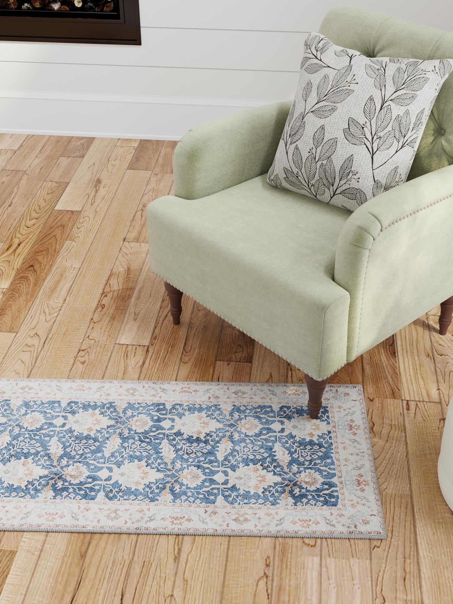 Washable Navy Blue 2' 7 x 10' Timeless Runner Area Rug Easy to Clean Stain Resistant & Durable Traditional Classic Vintage Design Carpet for Sale at Rug Engine