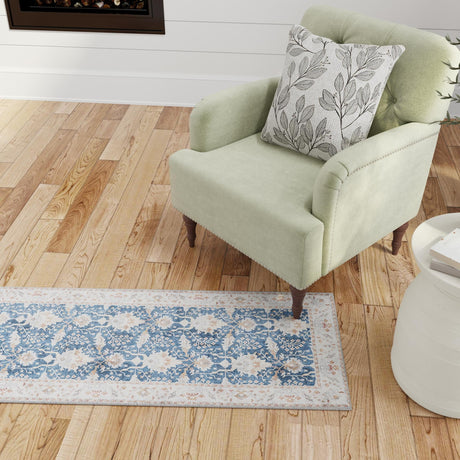 Washable Navy Blue 2' 7 x 10' Timeless Runner Area Rug Easy to Clean Stain Resistant & Durable Traditional Classic Vintage Design Carpet for Sale at Rug Engine