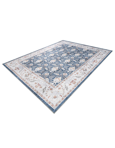 Washable Navy Blue 7' 10 x 10' Timeless Rectangle Area Rug Easy to Clean Stain Resistant & Durable Traditional Classic Vintage Design Carpet for Sale at Rug Engine
