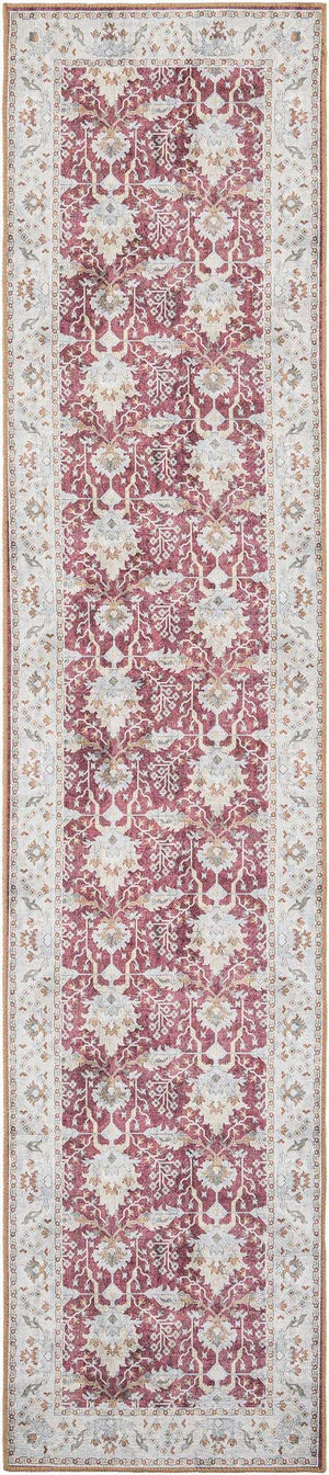 Washable Burgundy Red 2' 7 x 12' Timeless Runner Area Rug Easy to Clean Stain Resistant & Durable Traditional Classic Vintage Design Carpet for Sale at Rug Engine