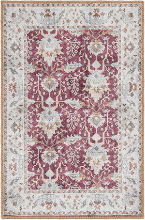 Washable Burgundy Red 2' x 3' 1 Timeless Rectangle Area Rug Easy to Clean Stain Resistant & Durable Traditional Classic Vintage Design Carpet for Sale at Rug Engine