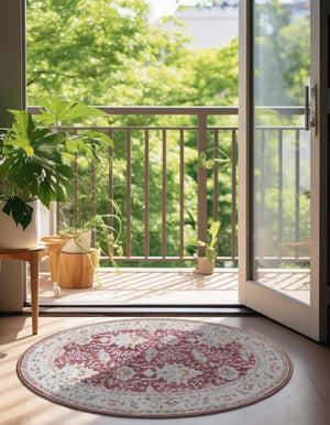 Washable Burgundy Red 2' x 3' 1 Timeless Oval Area Rug Easy to Clean Stain Resistant & Durable Traditional Classic Vintage Design Carpet for Sale at Rug Engine