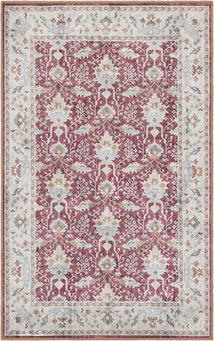 Washable Burgundy Red 3' 6 x 5' 6 Timeless Rectangle Area Rug Easy to Clean Stain Resistant & Durable Traditional Classic Vintage Design Carpet for Sale at Rug Engine