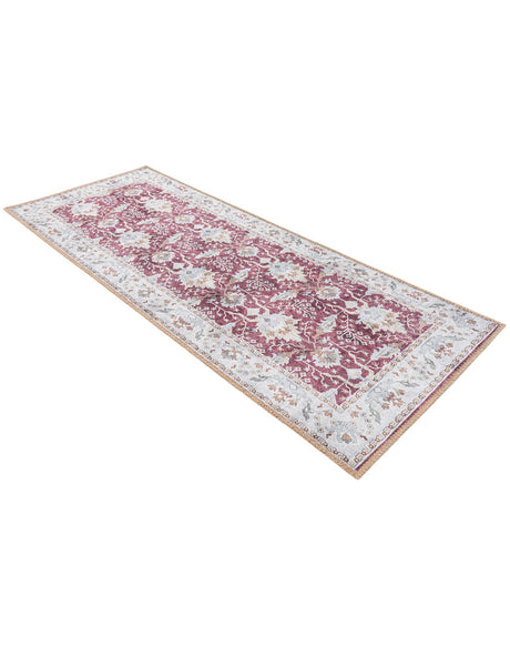 Washable Burgundy Red 2' x 5' 1 Timeless Runner Area Rug Easy to Clean Stain Resistant & Durable Traditional Classic Vintage Design Carpet for Sale at Rug Engine