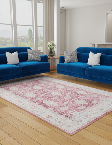 Washable Burgundy Red 3' 6 x 5' 6 Timeless Rectangle Area Rug Easy to Clean Stain Resistant & Durable Traditional Classic Vintage Design Carpet for Sale at Rug Engine