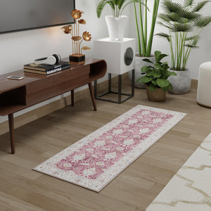 Washable Burgundy Red 2' x 5' 1 Timeless Runner Area Rug Easy to Clean Stain Resistant & Durable Traditional Classic Vintage Design Carpet for Sale at Rug Engine