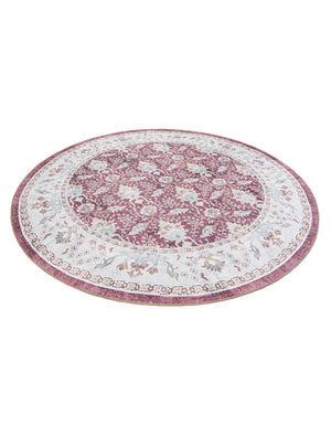 Washable Burgundy Red 7' 10 x 7' 10 Timeless Round Area Rug Easy to Clean Stain Resistant & Durable Traditional Classic Vintage Design Carpet for Sale at Rug Engine