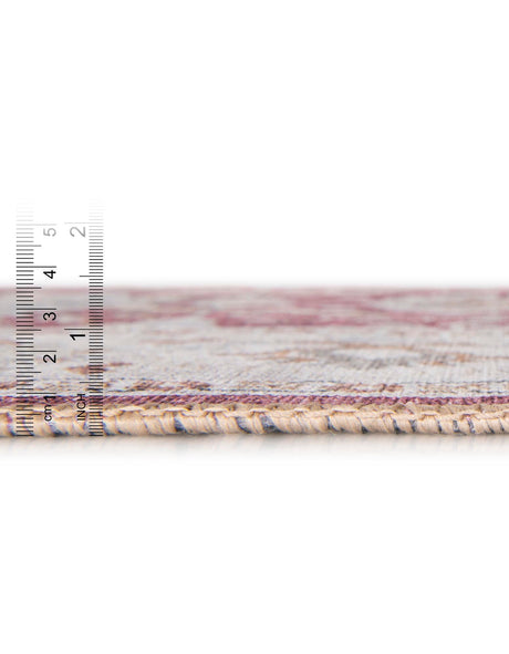 Washable Burgundy Red 5' 1 x 5' 1 Timeless Round Area Rug Easy to Clean Stain Resistant & Durable