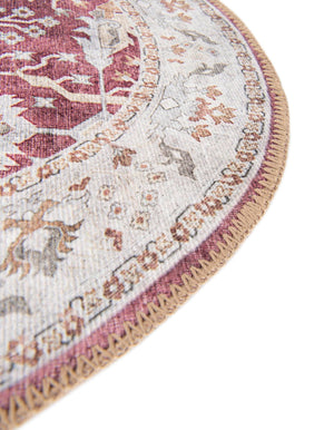 Burgundy Red 5' 1 x 5' 1 Timeless Washable Round Rug