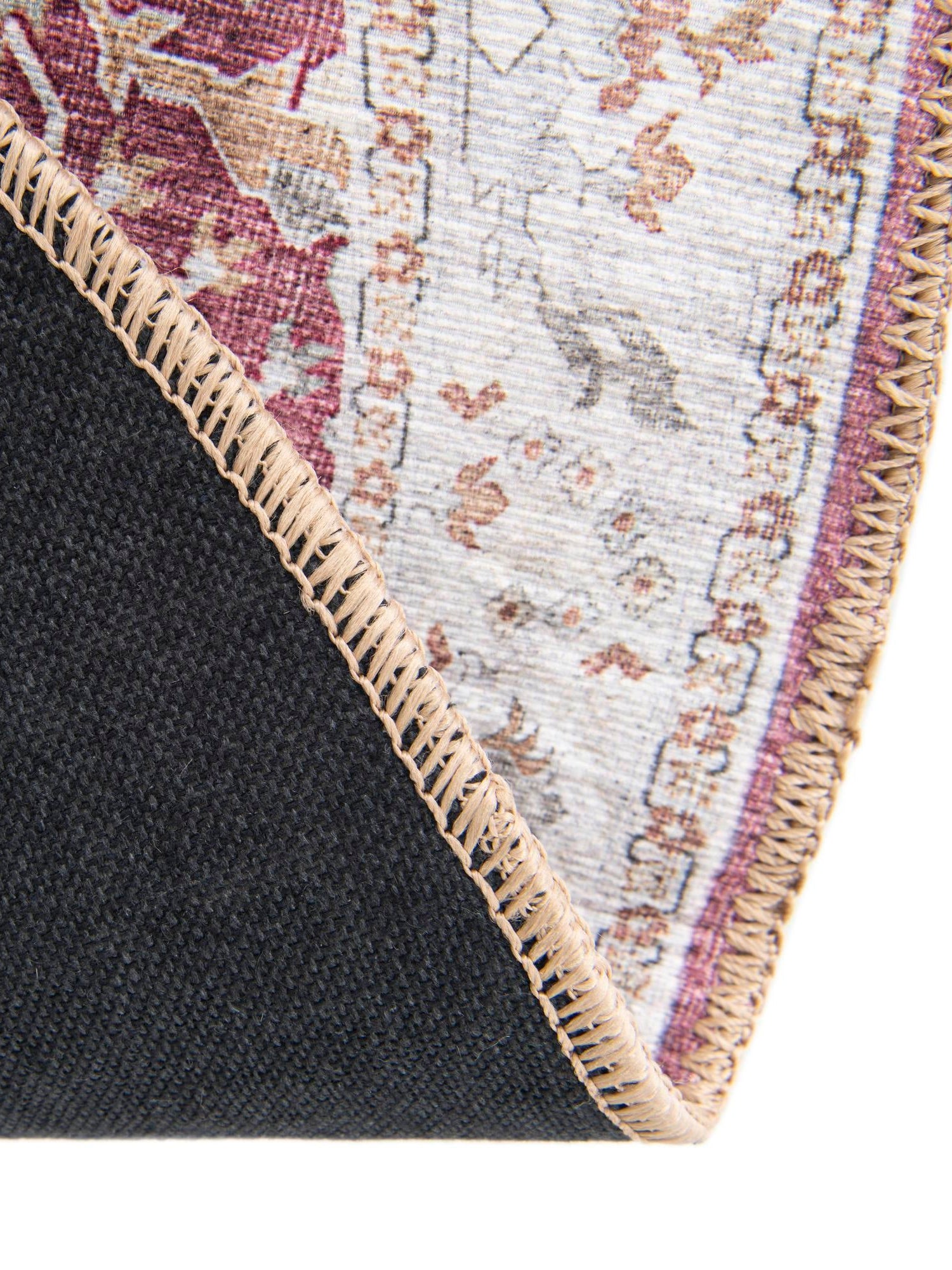 Washable Burgundy Red 5' 1 x 5' 1 Timeless Round Area Rug Easy to Clean Stain Resistant & Durable