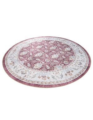 Washable Burgundy Red 7' 10 x 7' 10 Timeless Round Area Rug Easy to Clean Stain Resistant & Durable Traditional Classic Vintage Design Carpet for Sale at Rug Engine